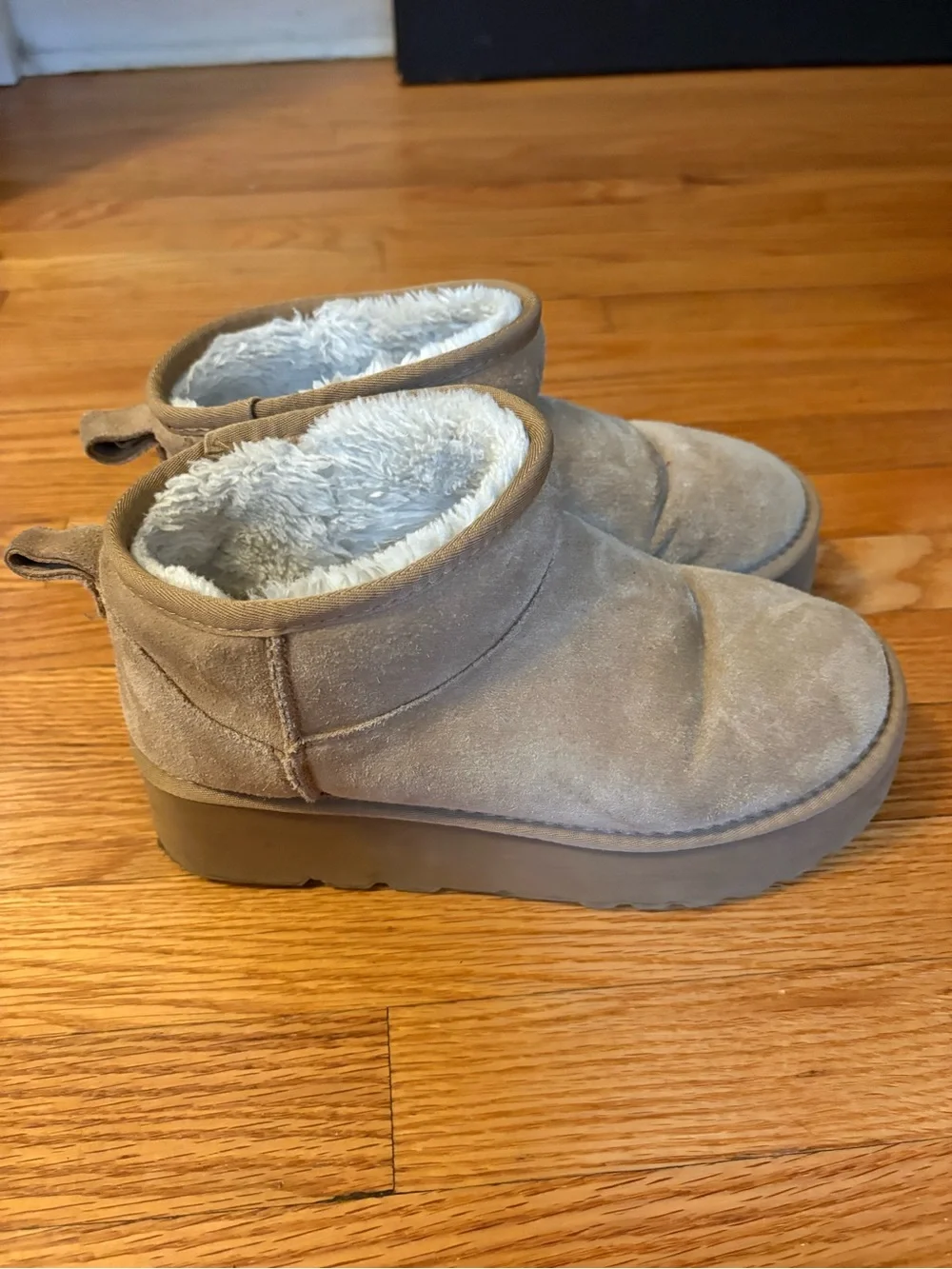 Cozy Faux Shearling Lined Slip-On Booties in Tan